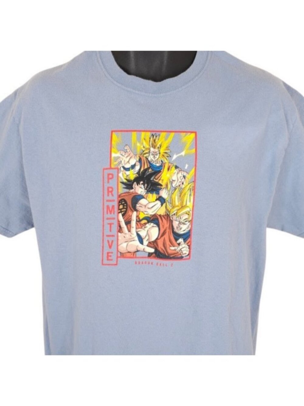 Dragon Ball Z T Shirt Mens Size Large Blue Japanese Anime Goku Primitive Skate